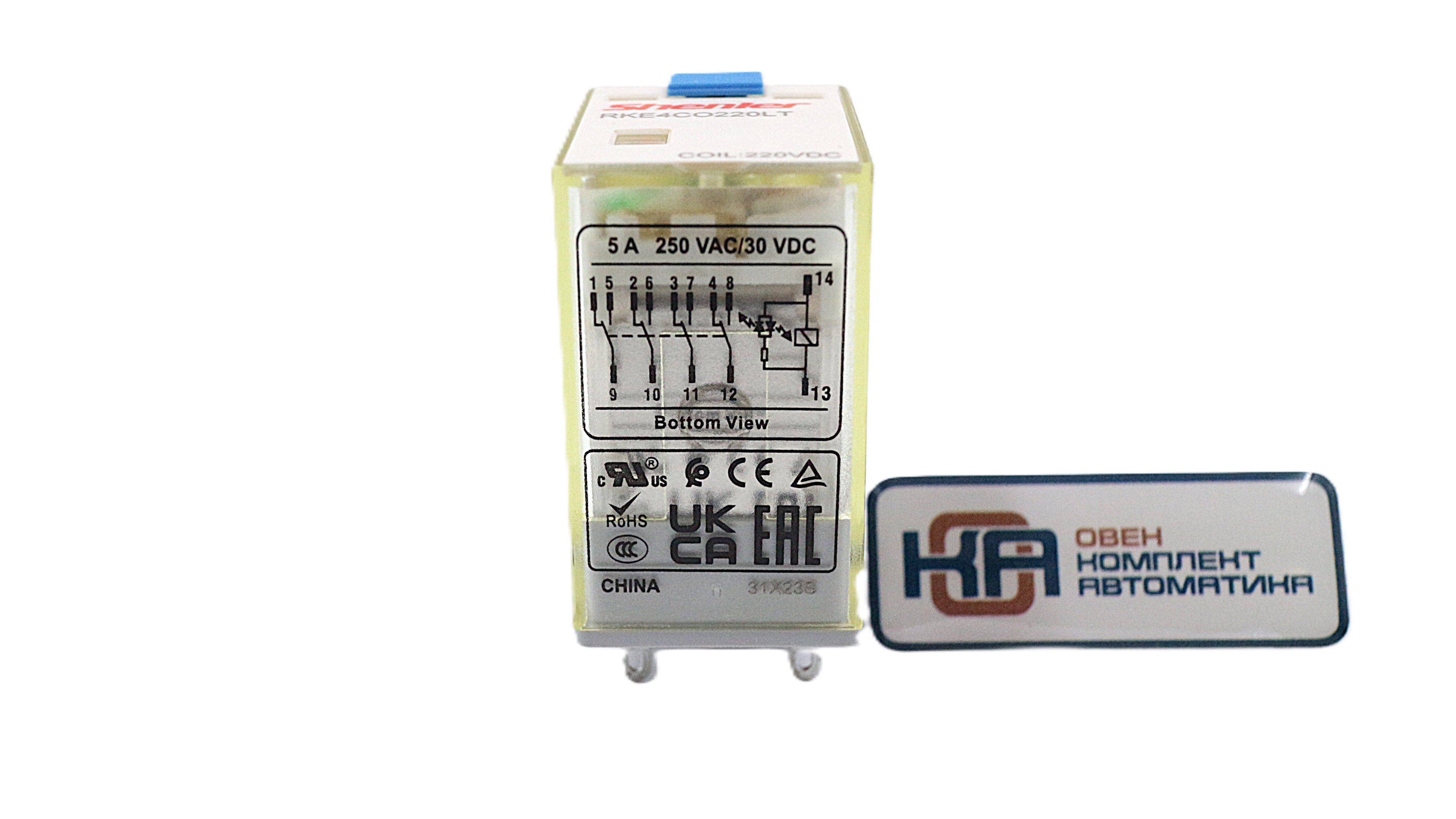 Промежуточное реле Shenler RKE4CO220LT 4CO 5A 220VDC